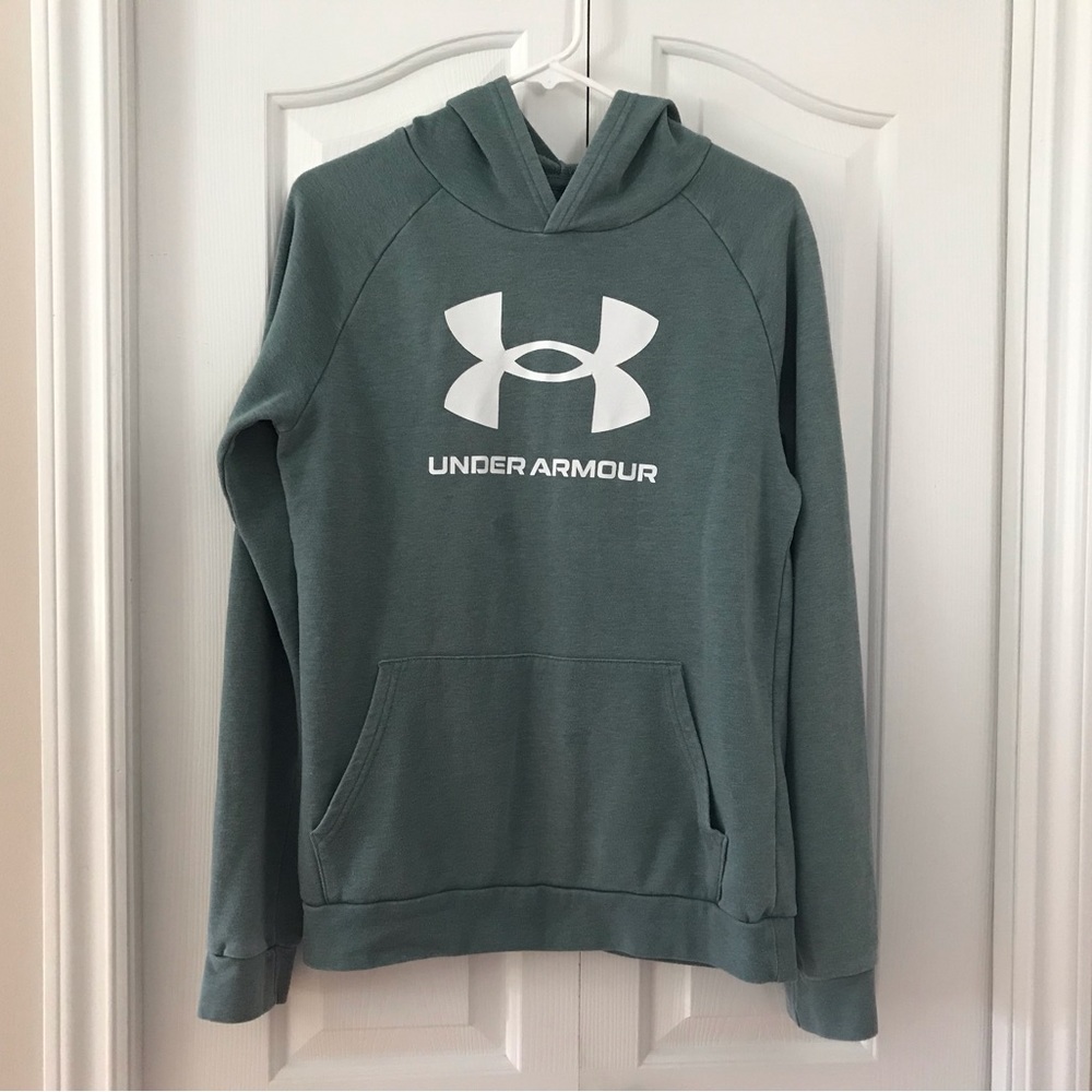 UNDER ARMOUR Pullover Hoodie Long Sleeve Green Size Junior XL